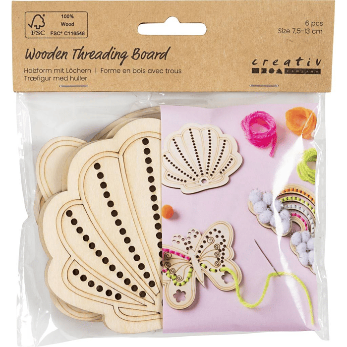 DIY Decoration - Wooden Lacing Shapes, 6 pcs