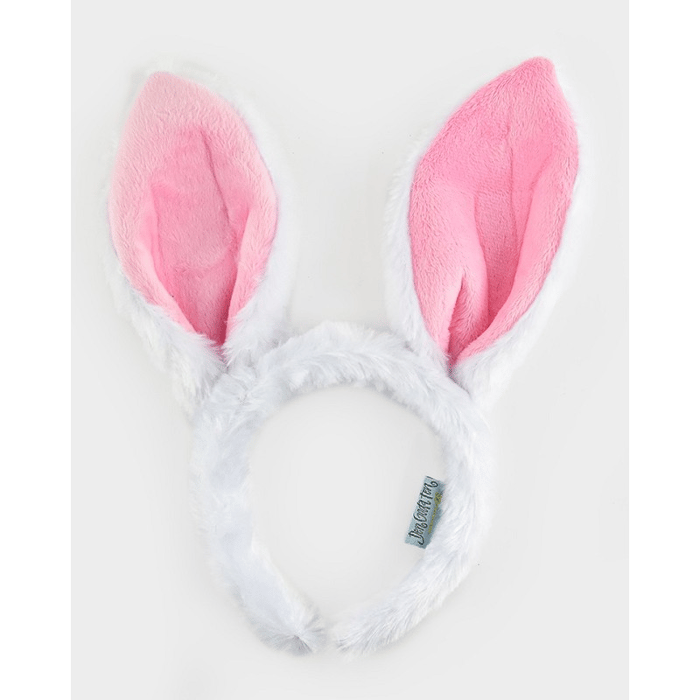 Headband with Bunny Ears - White/Pink