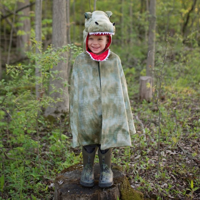 T-Rex Cape with Claws - Green, 4-6 yrs