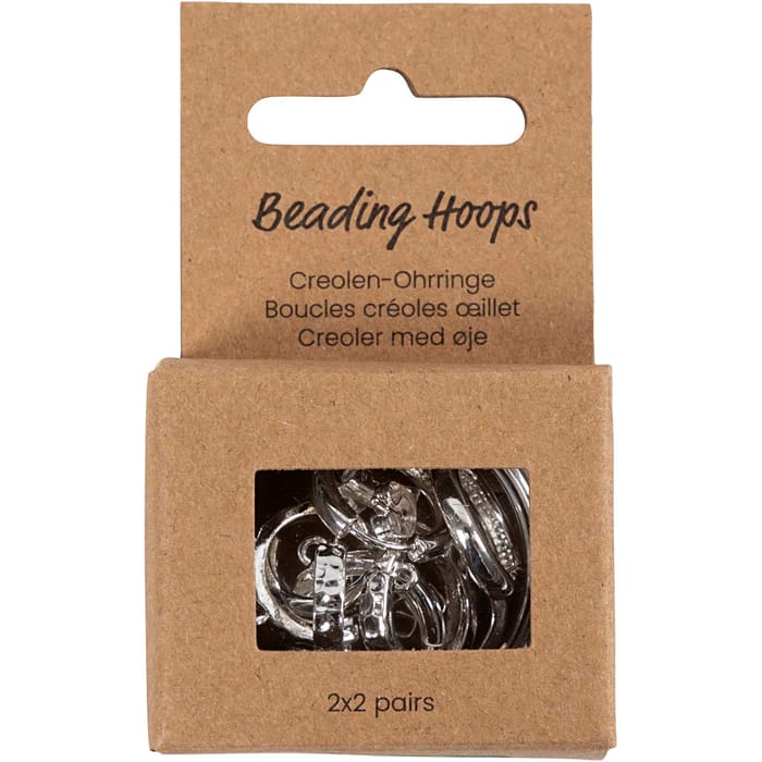 Hoop Earrings w. Ring - Silver Plated, 2x2 pairs