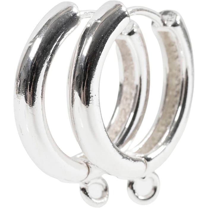 Hoop Earrings w. Ring - Silver Plated, 2x2 pairs