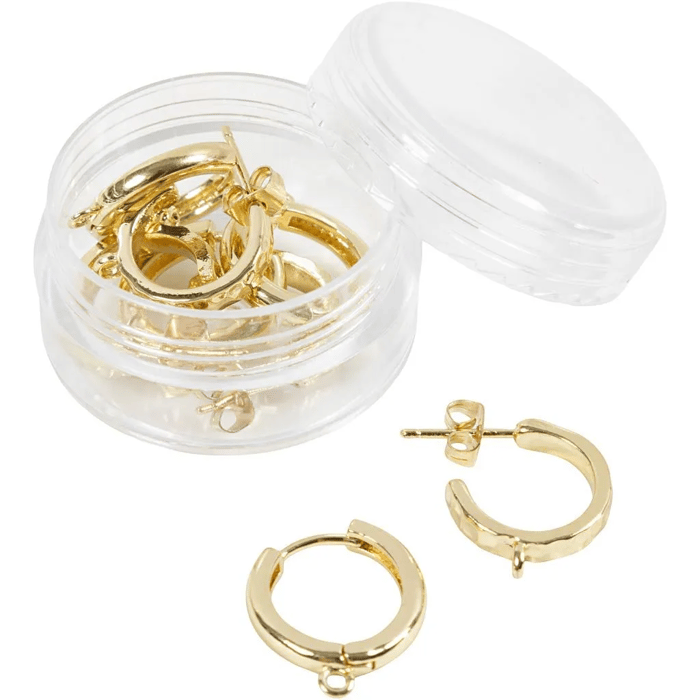 Hoop Earrings w. Ring - Gold Plated, 2x2 pairs