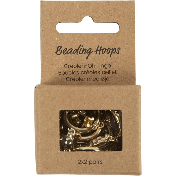 Hoop Earrings w. Ring - Gold Plated, 2x2 pairs