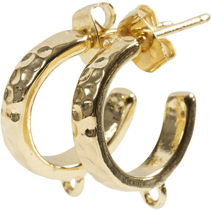 Hoop Earrings w. Ring - Gold Plated, 2x2 pairs