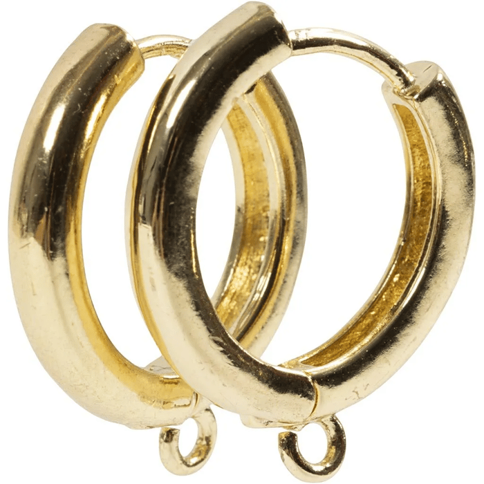 Hoop Earrings w. Ring - Gold Plated, 2x2 pairs