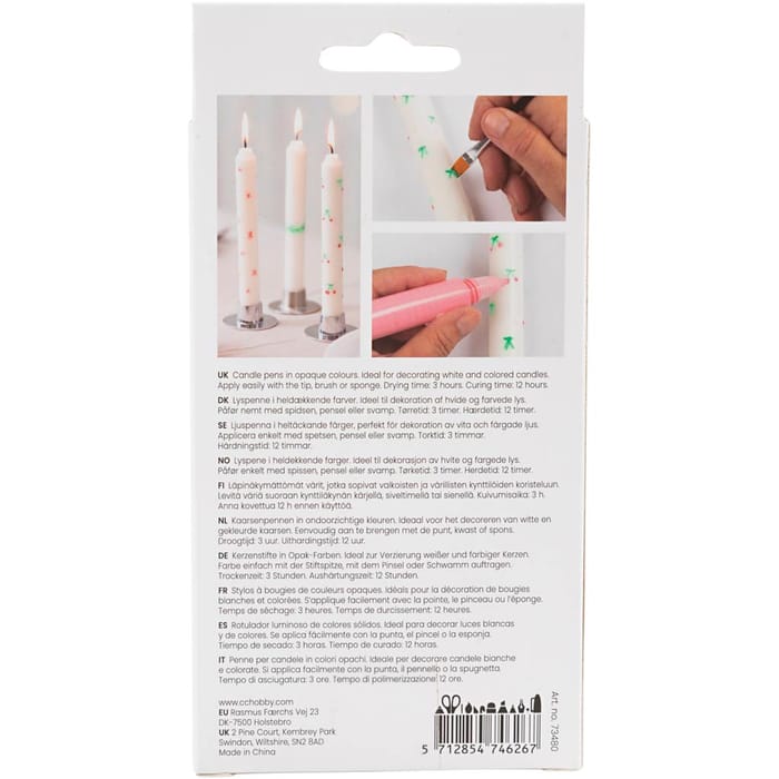 Candle Wax Pens 4x30 ml - Blue/Pink/Purple/Yellow