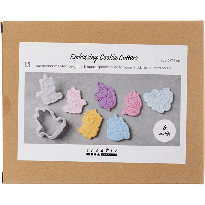 Embossed Clay/Cookie Cutters - Unicorns, 6 pcs