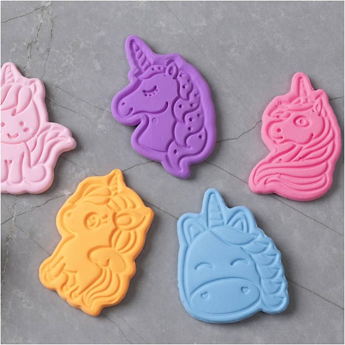Embossed Clay/Cookie Cutters - Unicorns, 6 pcs