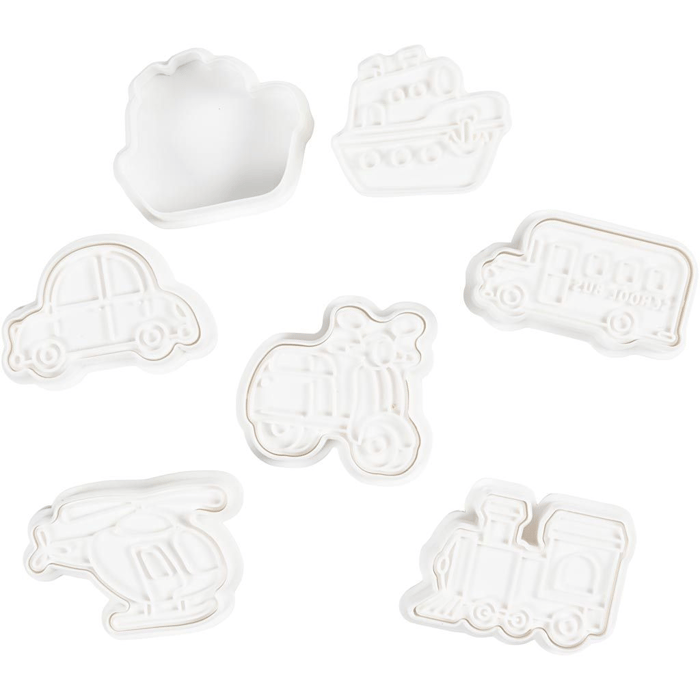 Embossed Clay/Cookie Cutters - Vehicles, 6 pcs