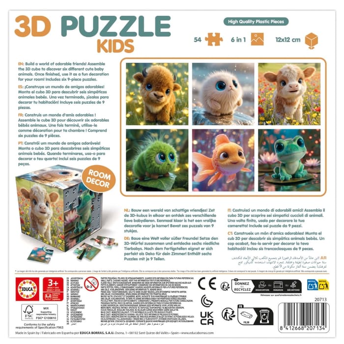 3D Cube Puzzle - Baby Animals
