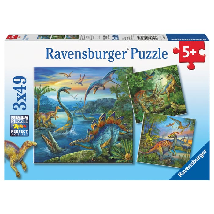 Puzzle with 3 x 49 pcs - Dinosaurs