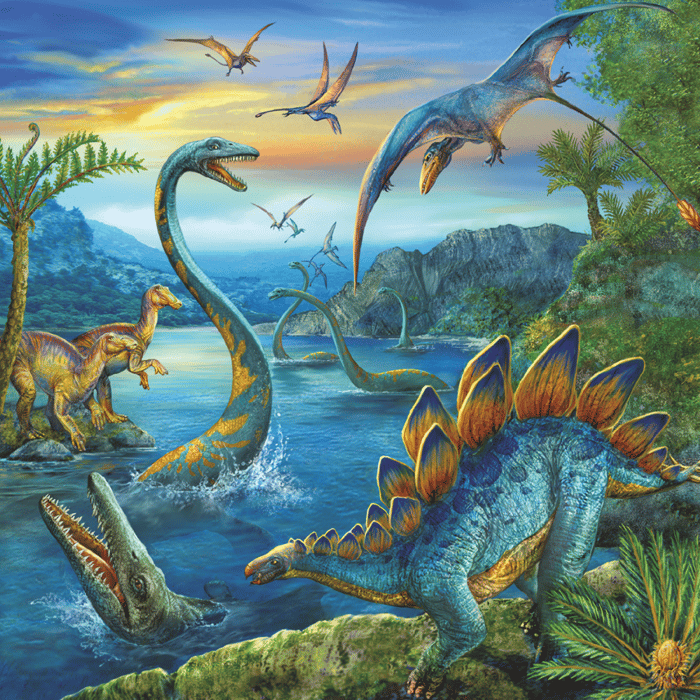 Puzzle with 3 x 49 pcs - Dinosaurs
