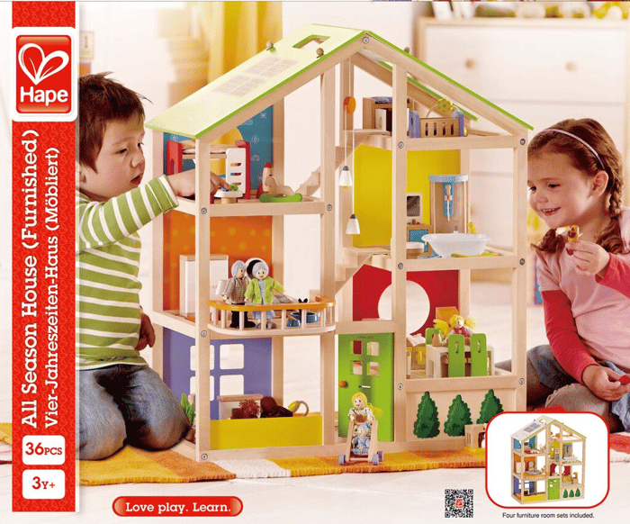 Dollhouse incl. Furniture for 4 Rooms