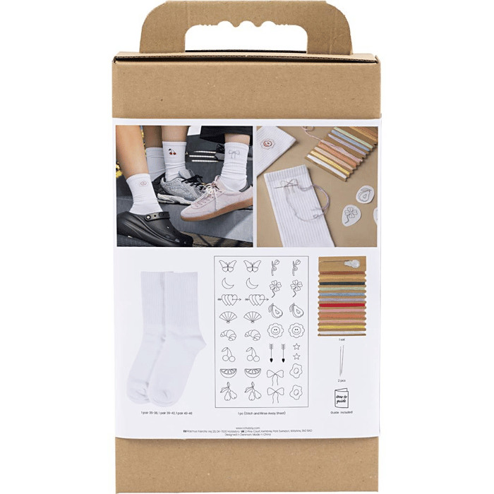 DIY Embroidery Kit - Socks, 3 pairs