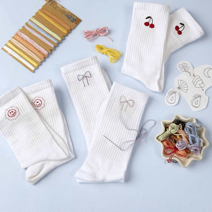 DIY Embroidery Kit - Socks, 3 pairs