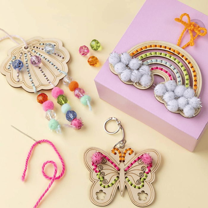 Wooden Lacing Shapes - Keychain & Hanging Ornament
