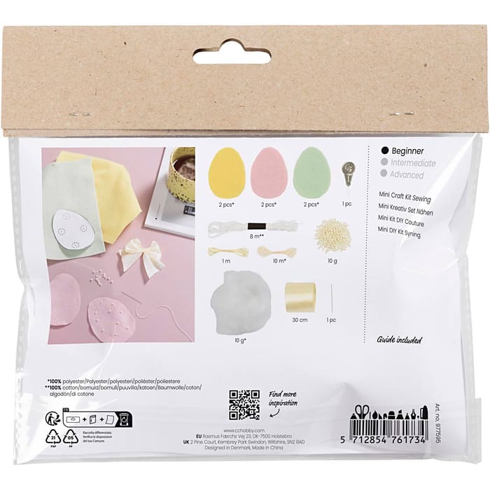 DIY Easter Craft - Sew & Embroider Kit, 3 pcs