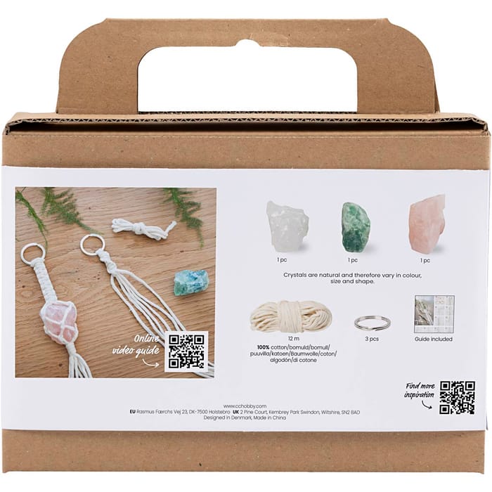Macramé Mini Kit - Keychains with Crystals, 3 pcs