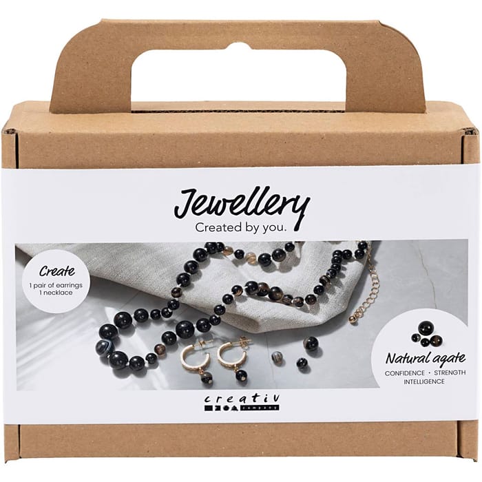 Jewelry Kit - Black Agate Necklace & Earrings