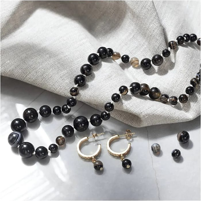 Jewelry Kit - Black Agate Necklace & Earrings