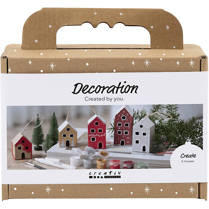 DIY Christmas Ornaments - Christmas Houses, 5 pcs