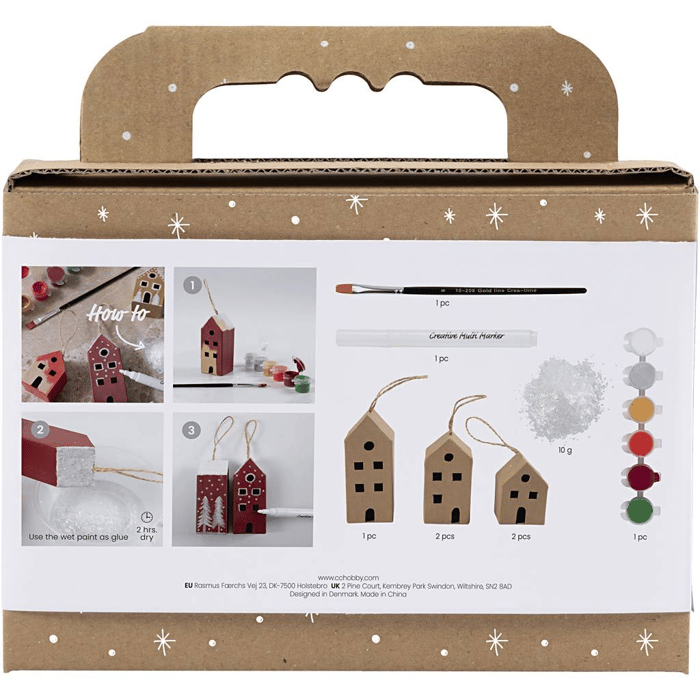 DIY Christmas Ornaments - Christmas Houses, 5 pcs