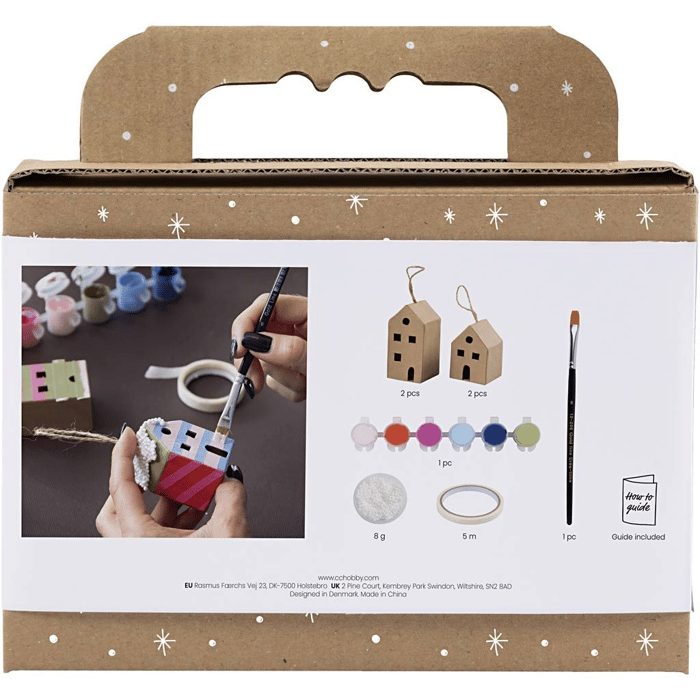 DIY Christmas Ornaments - Christmas Houses, 4 pcs