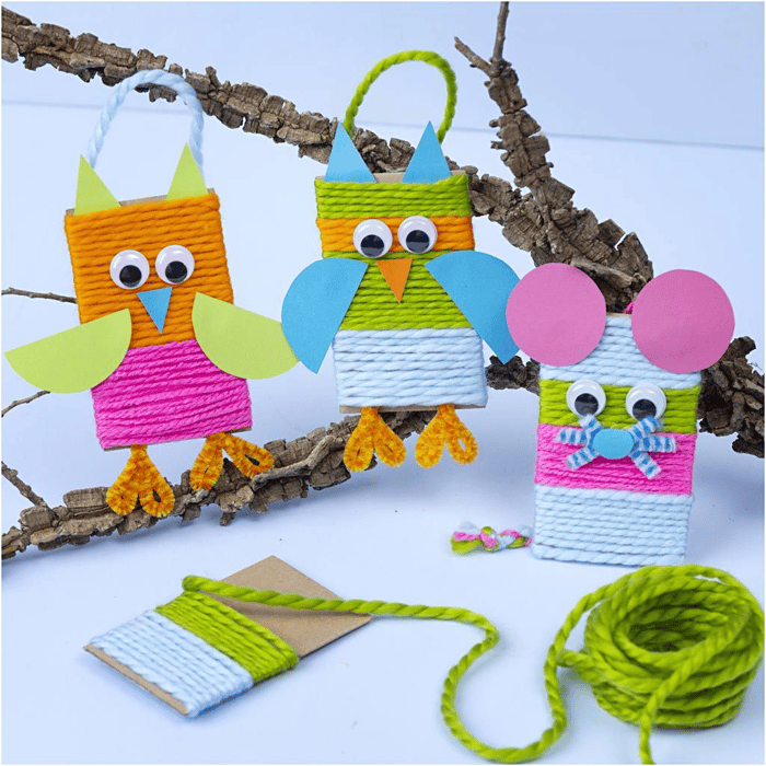 DIY Yarn-Wrapped Animals - Owls & Mice