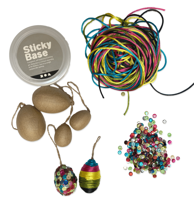 DIY Satin Cord Easter Eggs - Yellow/Pink/Turquoise