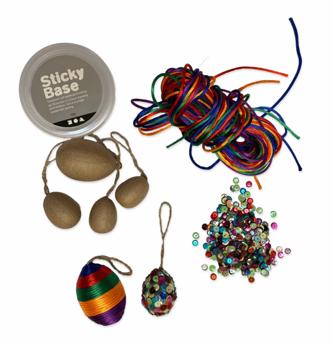 DIY Satin Cord Easter Eggs - Orange/Green/Purple
