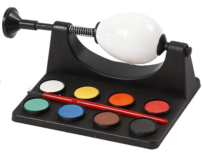 Craft Lathe for Egg Painting w. 8 Colours + Brush