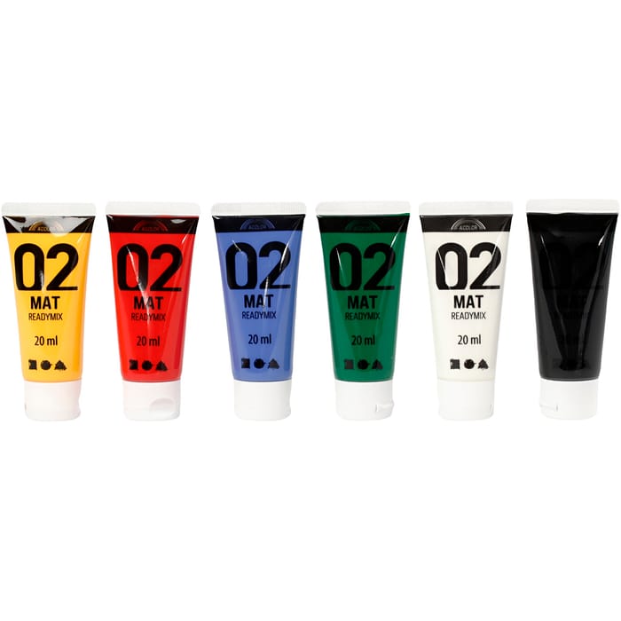 Acrylic Paint 20 ml - Matte, Basic Colours, 6 pcs