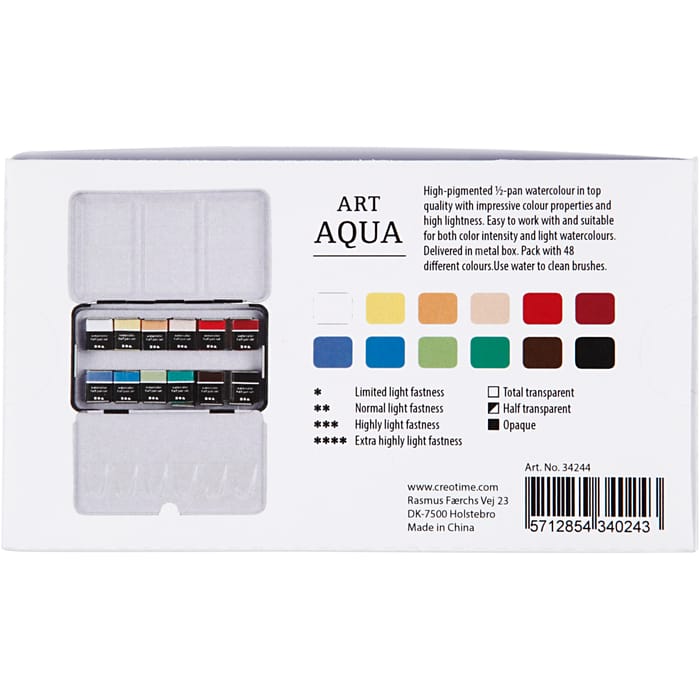 Art Aqua Watercolour Set - Basic, 12 Colours