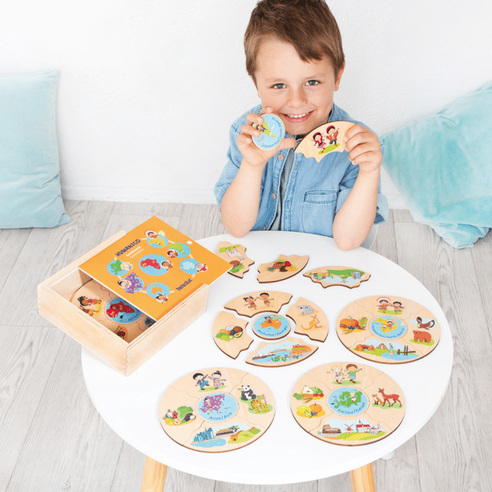 Puzzles in Box - Continents, 5 pcs