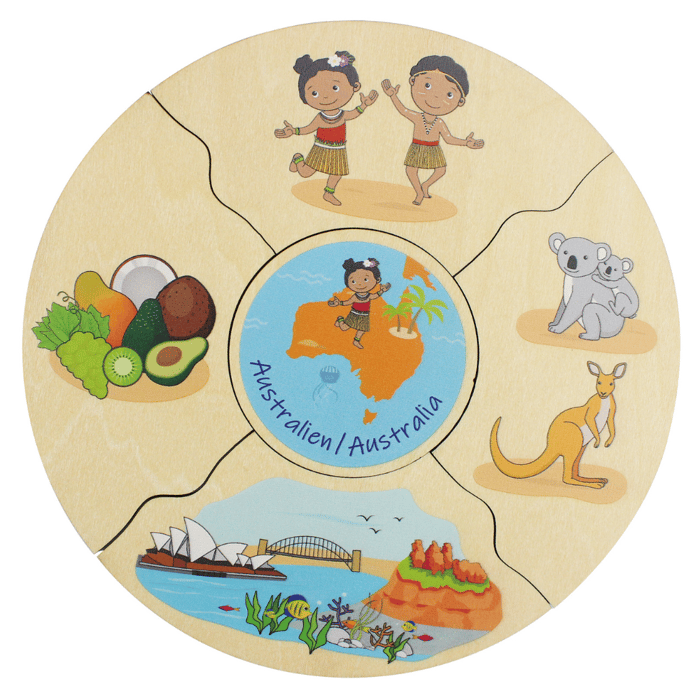 Puzzles in Box - Continents, 5 pcs