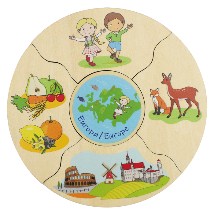 Puzzles in Box - Continents, 5 pcs