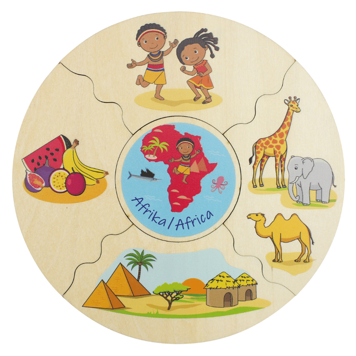 Puzzles in Box - Continents, 5 pcs