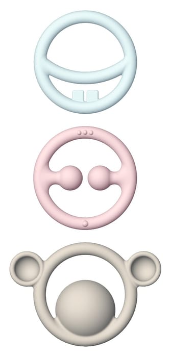 Silicone Teething Rings - Pastel Colours, 3 pcs