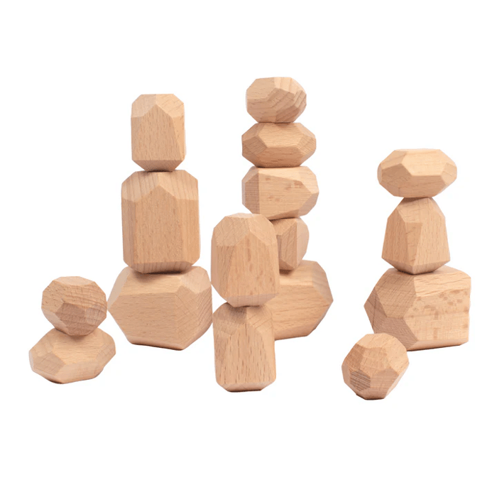 Wooden Stacking Stones - Natural, 16 pcs