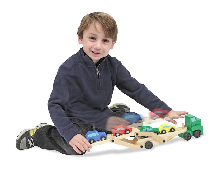 Wooden Car Carrier with 4 Cars