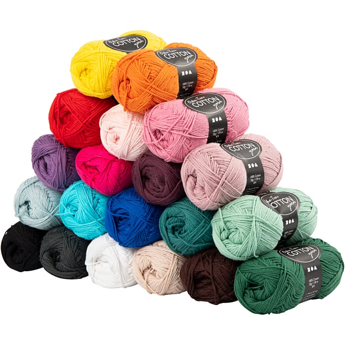 Cotton Yarn - Assorted Colours, 20 Skeins