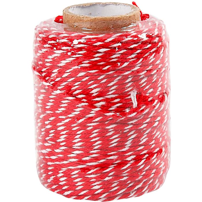 Cotton Twine - Red/White, 50 m