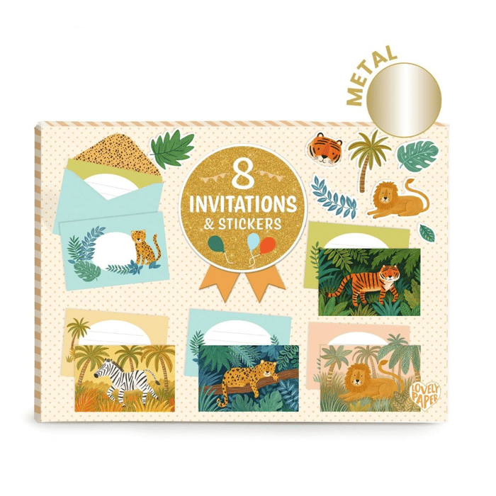 Birthday Invitations - Jungle, 8 pcs