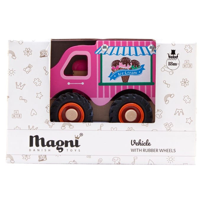 Ice Cream Truck with Rubber Wheels, H: 9 cm