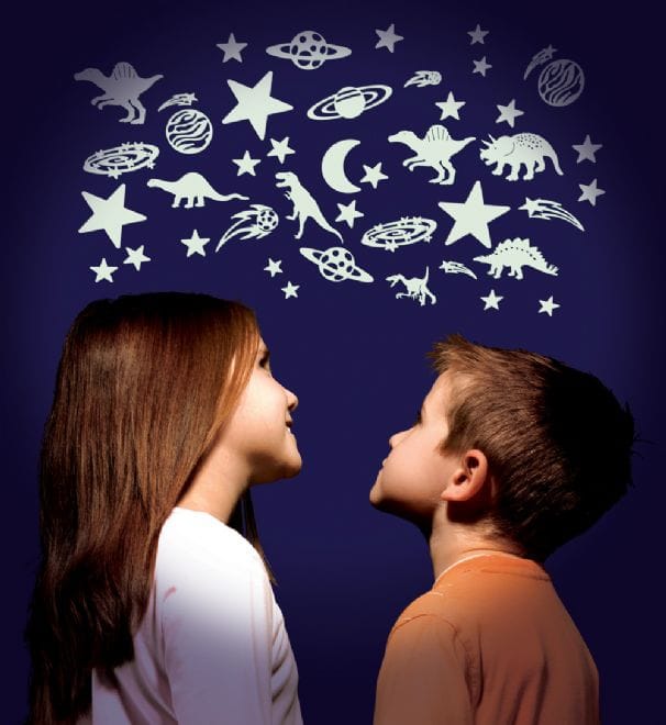 Glow in the Dark - Dinosaurs and Stars, 12 pcs