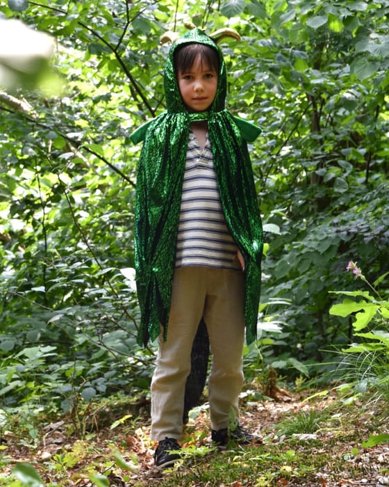Dragon Cape - Green/Gold, Size 3-8 Years