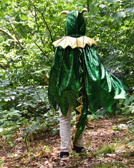 Dragon Cape - Green/Gold, Size 3-8 Years