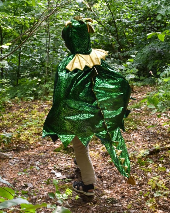 Dragon Cape - Green/Gold, Size 3-8 Years