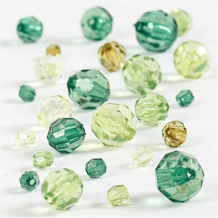 Mixed Faceted Beads 45 gr - Green
