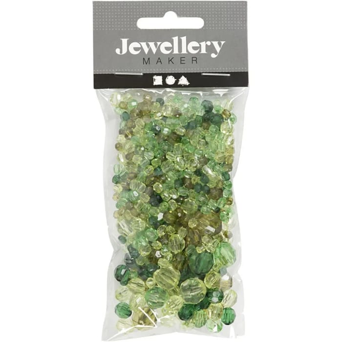 Mixed Faceted Beads 45 gr - Green